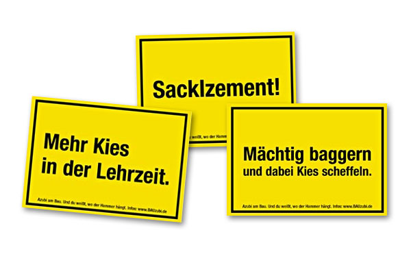 Gratisproben Aufkleber und Plakate von bauzubi.de